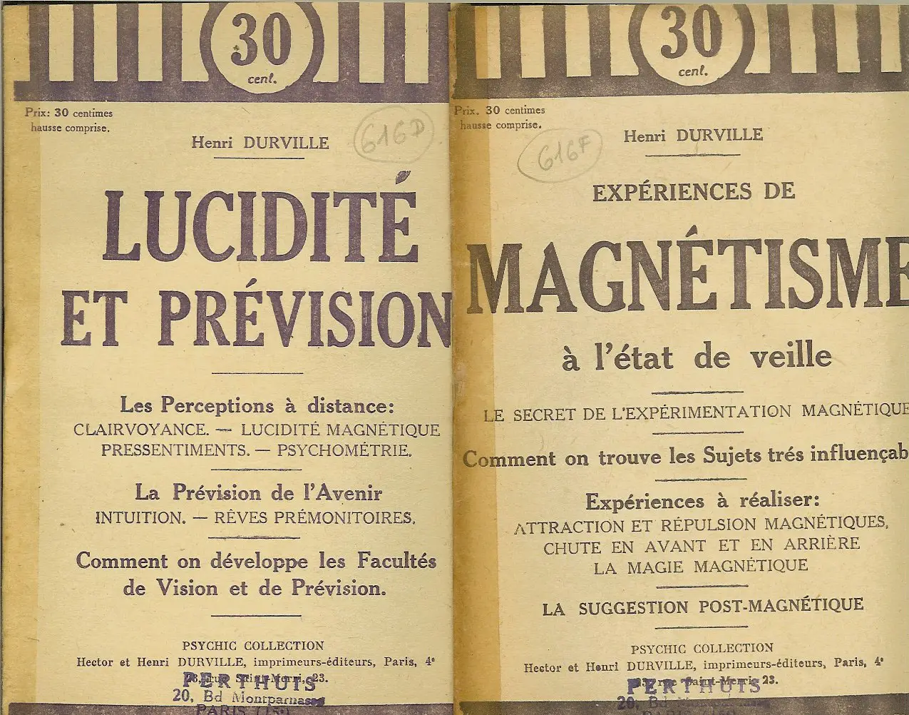 SÉRIE DE 6 BROCHURES SUR LE MAGNÉTISME (Henri DURVILLE)