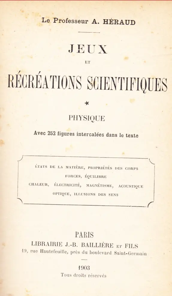 JEUX ET RÉCRÉATIONS SCIENTIFIQUES TOME 1 + TOME 2 (A. HÉRAUD) – Image 2