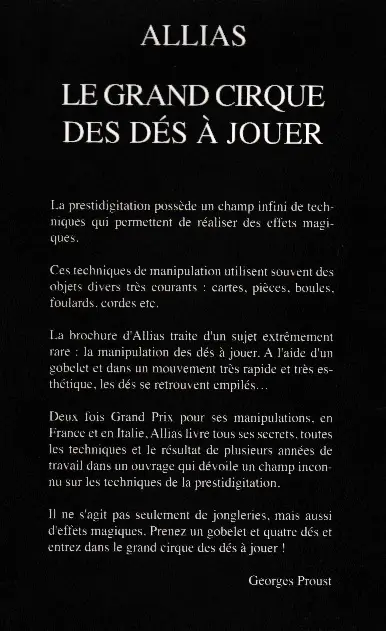 LE GRAND CIRQUE DES DÉS À JOUER (ALLIAS) – Image 2
