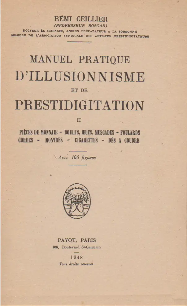 MANUEL PRATIQUE D'ILLUSIONNISME ET DE PRESTIDIGITATION Tome 2 (Rémi CEILLIER) — réf. B-859 – Image 2