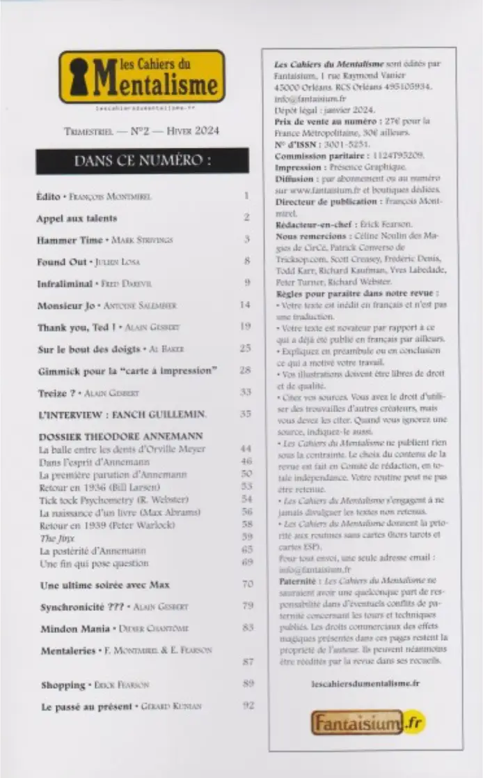 Les Cahiers du Mentalisme N° 2 – Image 2